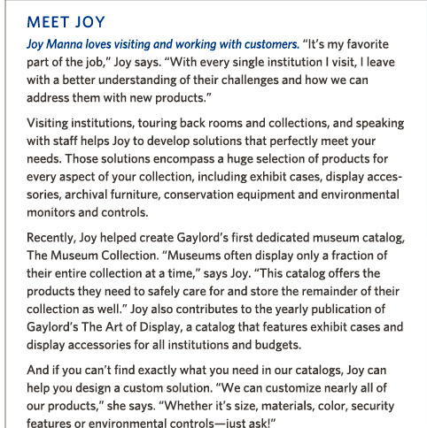 Meet Joy: Joy Manna loves visiting and working with customers. "It's my favorite part of the job," Joy says. "With every single institution I visit, I leave with a better understanding of their challenges and how we can address them with new products."